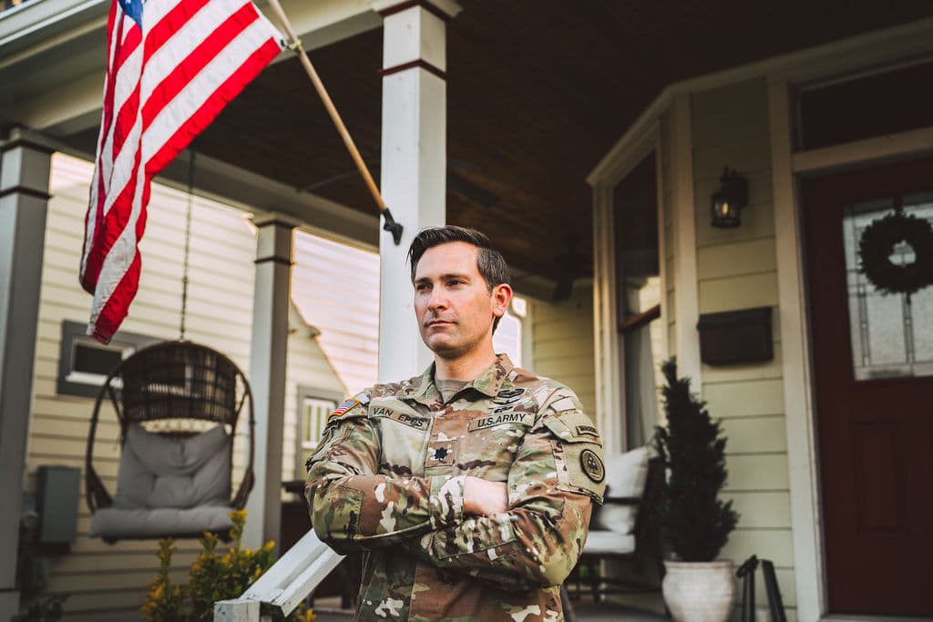 Matt Van Epps with American Flag - Patriotic Leader